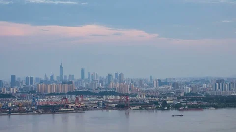 Time lapse of yangtze river skyline in nanjing city,china 스톡 동영상 77914451
