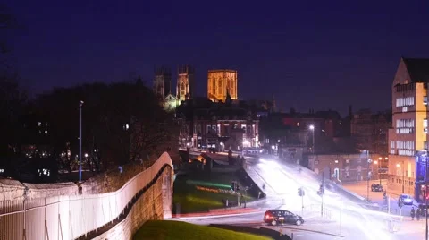 Time lapse york minster and city skyline at twilight united kingdom Stock Footage 61346388