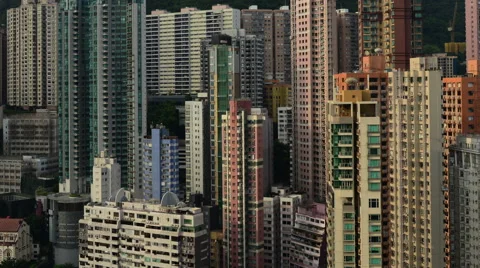 Time Lapse Zoom of Clouds Over Hong Kong Skyline and Victoria Peak - Hong Kong Stock Footage 45845673