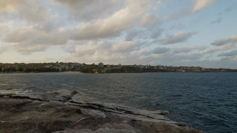 Time lapse zoom Coogee Dolphins Point landscape in Sydney 4K Stock Footage 307673493