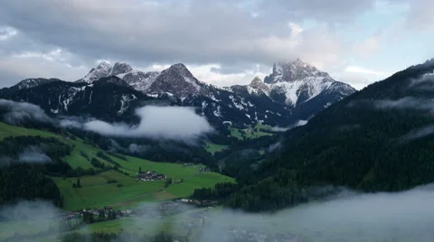 Time lapse zoom fog clouds over prags valley dolomites 4k 11717 Stock Footage 56233742