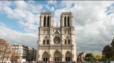 Time Lapse Zoom of Notre Dame Cathedral in Paris France Daytime Stock Footage 58563976