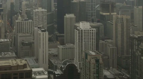 Time lapse zoom out Chicago skyline sunset Stock Footage
