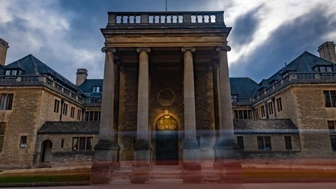 Time lapse zoom out view of neoclassical Rhode House building in Oxford Stock Footage 103308554