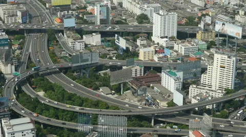Time Lapse Zoom Overview of Busy Freeway Stock Footage 53228165
