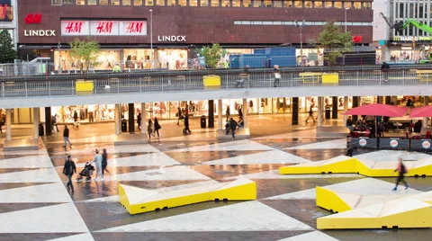Time Lapse Zoom - Sergel's Square Central Stockholm Sweden Stock Footage 59082464