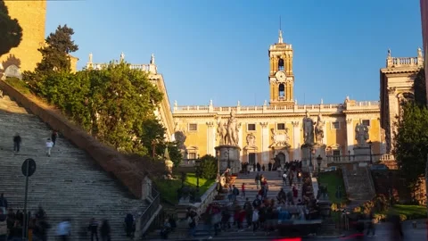 Time lapse zoom in view of the Capitol square in Rome (Campidoglio) Stock Footage 136073737