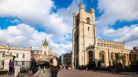 Time lapse zoom in view of Great St Mary's church in Cambridge Stock Footage 102375933