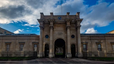 Time lapse zoom in view of neoclassical Oxford University Press building Stock Footage 102435520