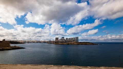 Time lapse zoom in view of Sliema from Valletta, Malta Stock Footage 107196563