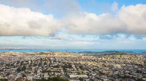 Time lapse_Cloudscape and Panoramic Skyline of San Francisco Downtown Stock Footage 49089193