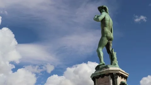 Time lapse,bronze statue of David by Michelangelo in Florence. Footage 4k Stock Footage 140801135