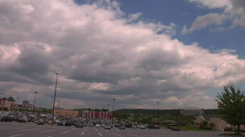 Time Lapsed Clouds over Shopping Center Stock Footage 302917