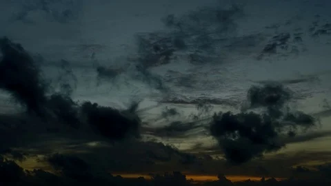 Time lapse:High clouds lit by the sunset over the sea Stock Footage 73277841