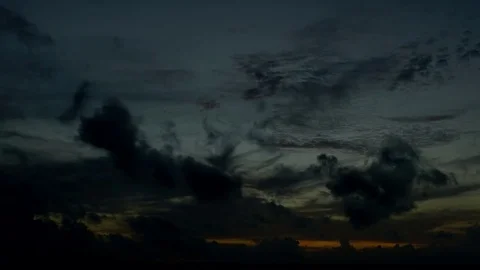 Time lapse:High clouds lit by the sunset over the sea Stock Footage 73432458