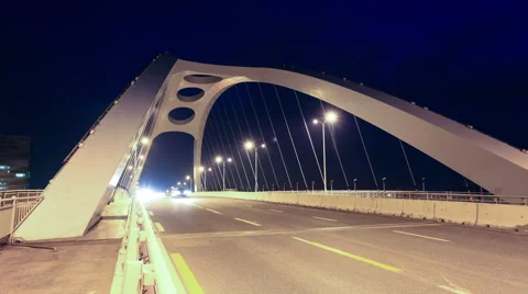 Time lapse:highway bridge at night with traces of light traffic Stock Footage 59142437