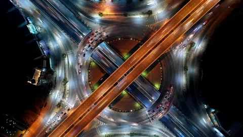 Time lapse,Hyper lapse , Of traffic on city streets in Thailand. Stock Footage 98390084