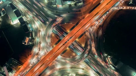 Time lapse,Hyper lapse , Of traffic on city streets in Thailand. Stock Footage 98412670