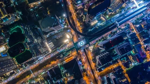 Time lapse,Hyper lapse , Of traffic on city streets in Thailand Vídeos de archivo 98885205