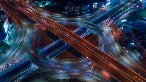Time lapse,Hyperlapse ,Of traffic on city streets at night. Stock Footage 155204970