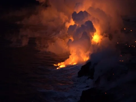 Time Lapses of an Active Volcano Bubbling Lava Hawaii Stock Footage 72032148