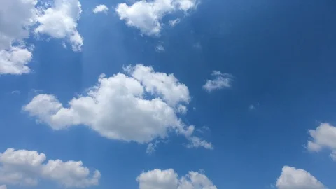 Time lapse,sky beautiful cloud scape white fluffy clouds over blue sky. Stock Footage 96487169