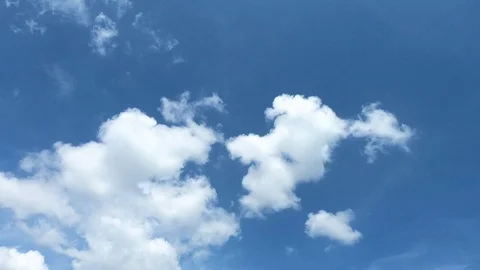 Time lapse,sky beautiful cloud scape white fluffy clouds over blue sky. Stock Footage 98750754