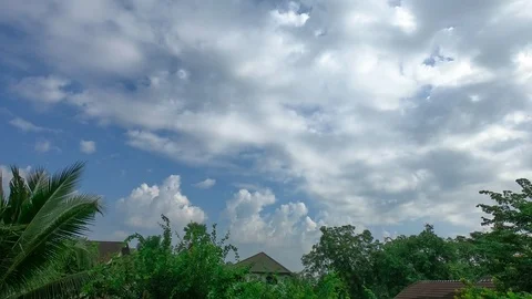 Time lapse,sky beautiful cloud scape white fluffy clouds over blue sky. Stock Footage 99924935
