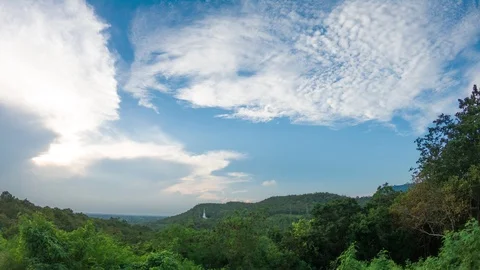 Time lapse,sky beautiful cloud scape white fluffy clouds over blue sky. Stock Footage 100698830