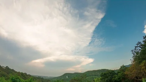 Time lapse,sky beautiful cloud scape white fluffy clouds over blue sky. Stock Footage 100872508