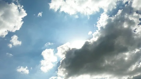 Time lapse,sky beautiful cloud scape white fluffy clouds over blue sky. Stock Footage 118131378
