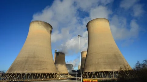 Time lapsetime lapse giant cooling towers drax power station united kingdom Stock Footage 59317781