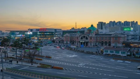 Time lapseTime Lapse Traffic at Seoul Station in Seoul South Korea. Stock Footage 100276689