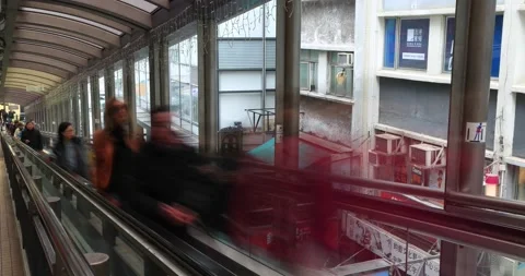Time Lapse/Timelapse Of Mid-Levels Moving Walkway in Hong Kong 24FPS Video stock 203761357