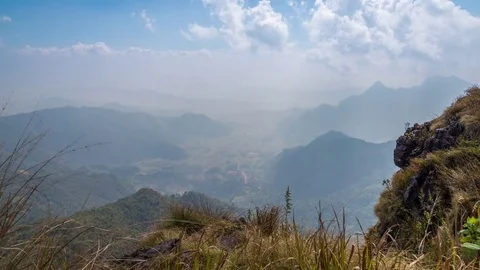 Time Laspe mountains landscape,Phu Chi Fa Stock Footage 74141273