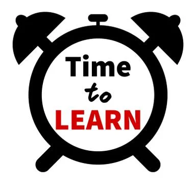Time to LEARN clock. Education theme. Clock silhouette with lettering. Isolat Stock Illustration