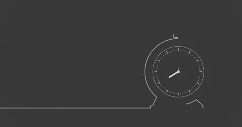 Time to learn English. Alarm clock with British flag on clock face. Thin line Stock Footage 267060343