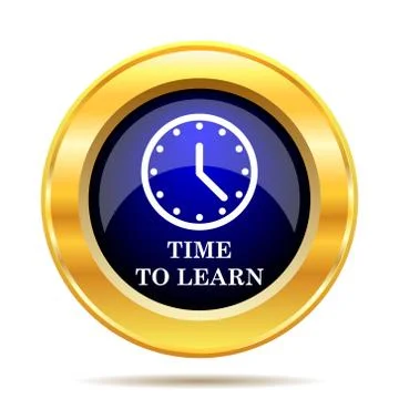 Time to learn icon. Internet button on white background.. Stock Illustration