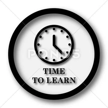 Time to learn icon. Internet button on white background.. Stock Illustration