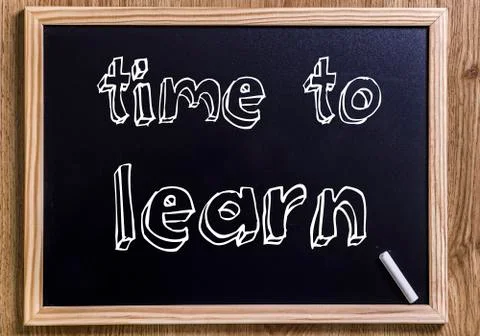 Time to learn - New chalkboard with 3D outlined text Foto stock