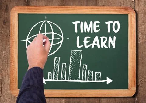 Time to learn text and diagrams on blackboard Foto stock