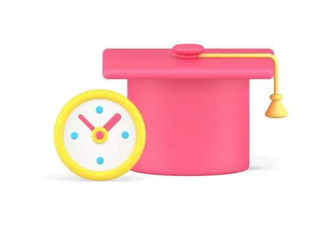 Time for learning graduation hat back to school academic watch countdown re.. Stock Illustration