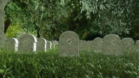 Time Life Clock Passing by in Cemetery Graveyard Video stock 92315910