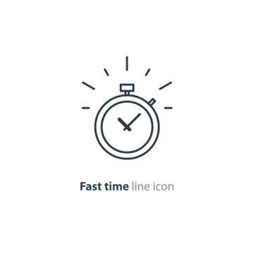 Time limit concept, fast delivery services linear icon, ringing timer Stock Illustration