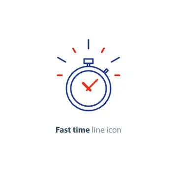 Time limit concept, fast delivery services linear icon, ringing timer Stock Illustration