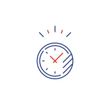 Time limit concept, fast delivery services linear icon, ringing timer Stock Illustration