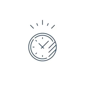 Time limit concept, fast delivery services linear icon, ringing timer Stock Illustration