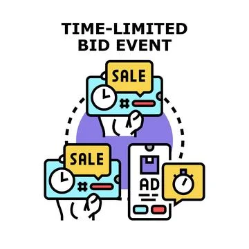 Time limited bid event concept using mobile commerce Stock Illustration