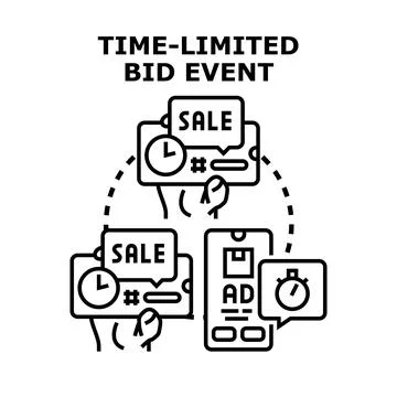 Time limited bid event concept using mobile commerce イラスト素材