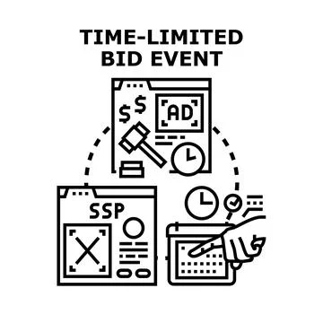 Time limited bid event for programmatic advertising auction Stock Illustration
